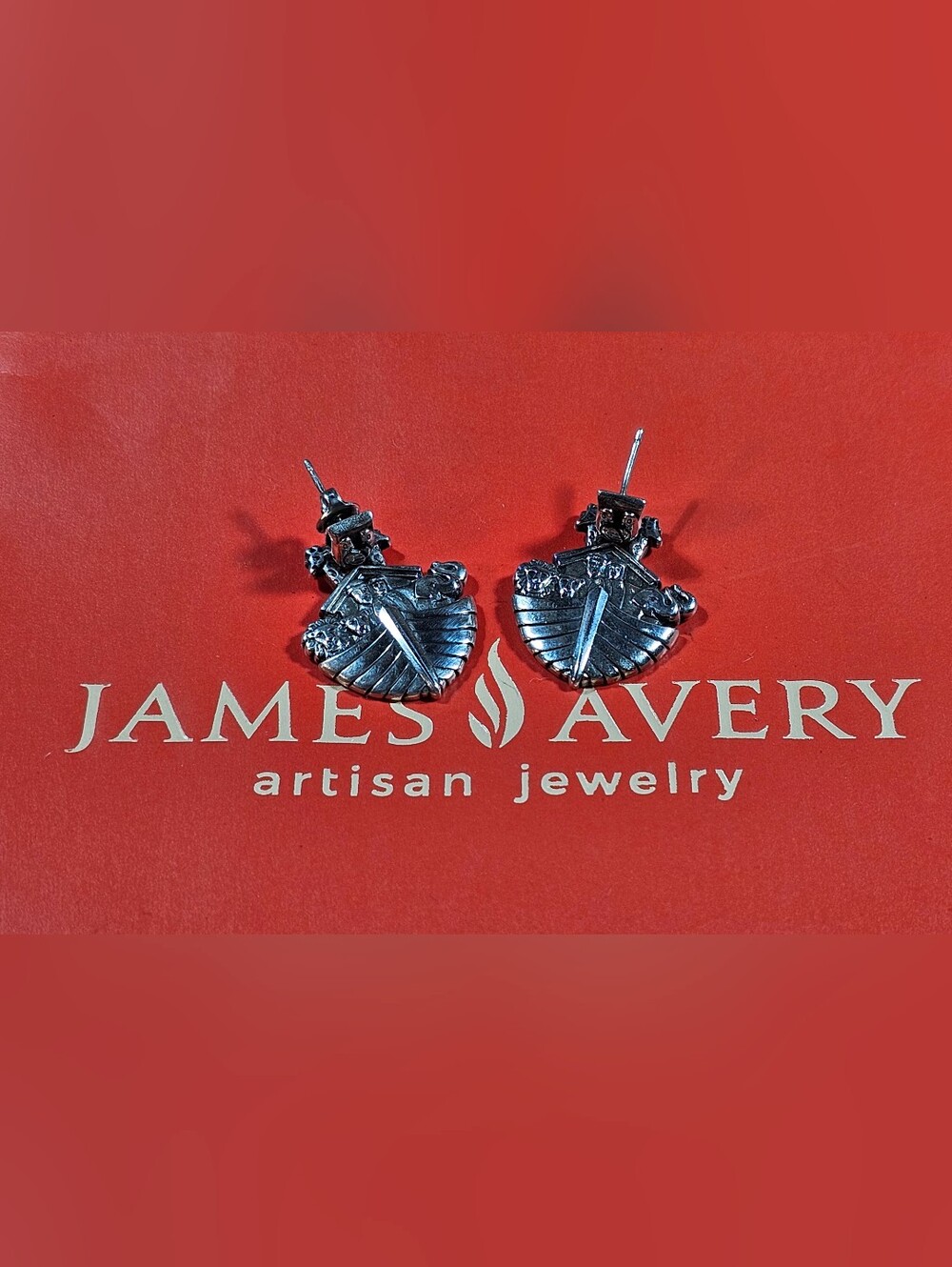 Retired HTF James Avery Sterling Noahs Ark Earrings